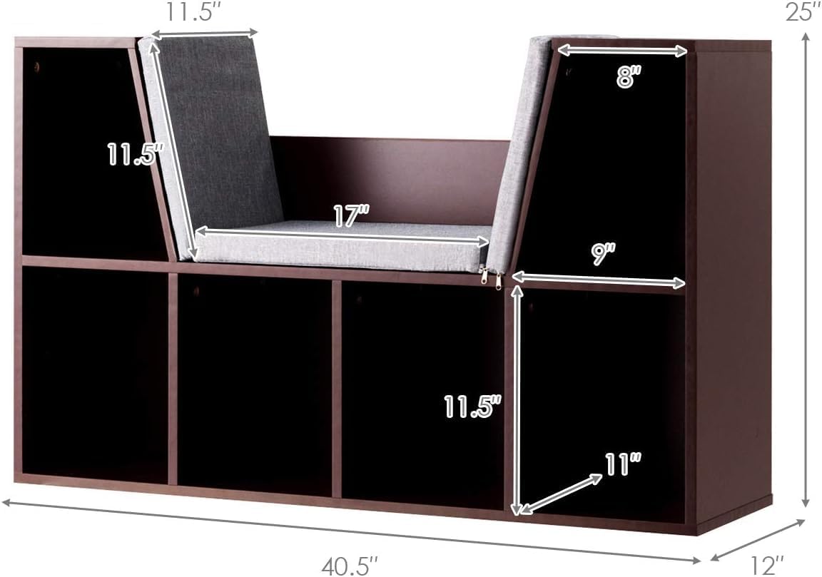 Kids Bookshelf Toy Storage Reading Nook Bench