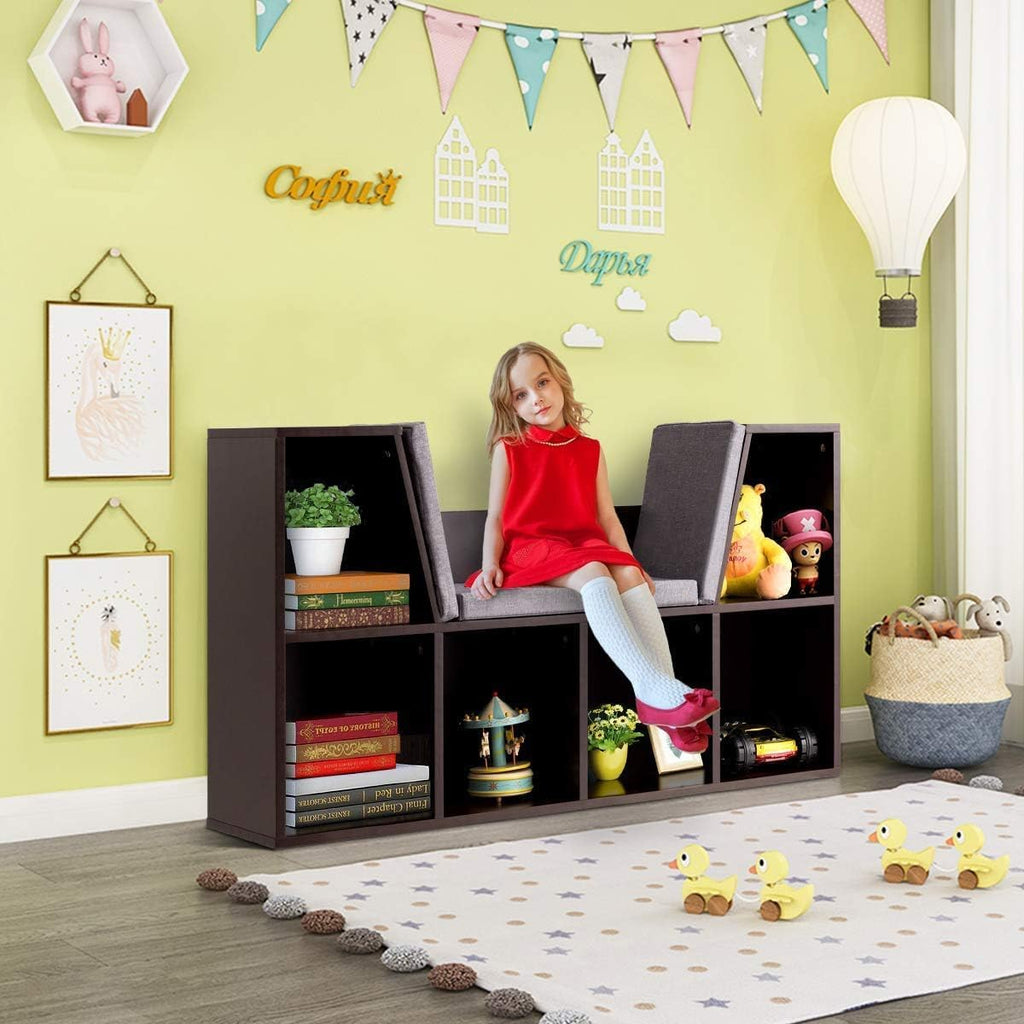 Kids Bookshelf Toy Storage Reading Nook Bench
