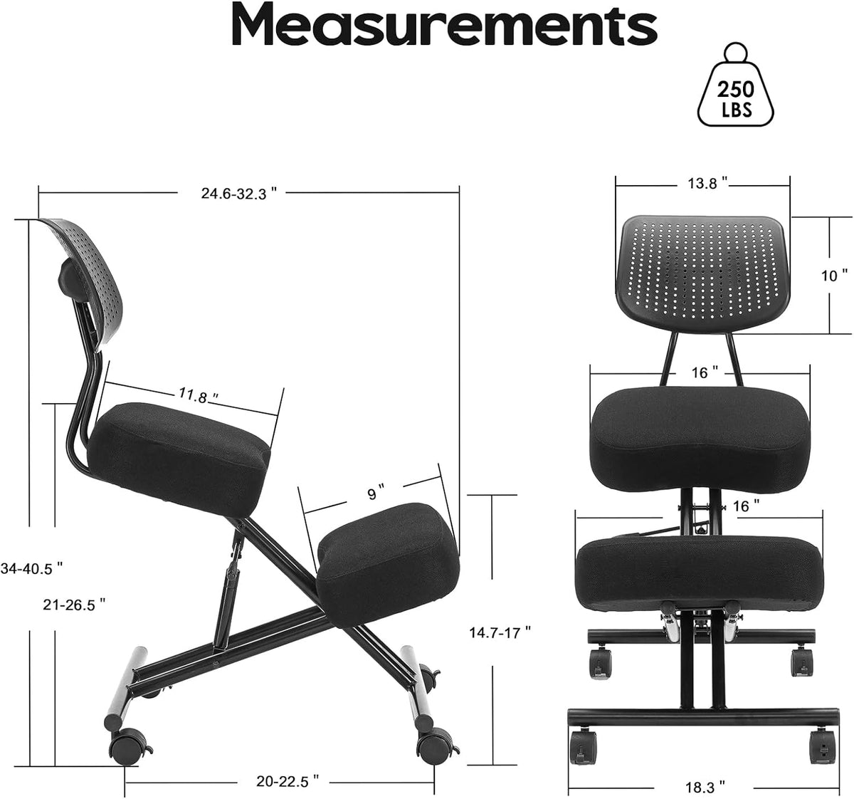 Ergonomic Adjustable Kneeling Chair With Backrest