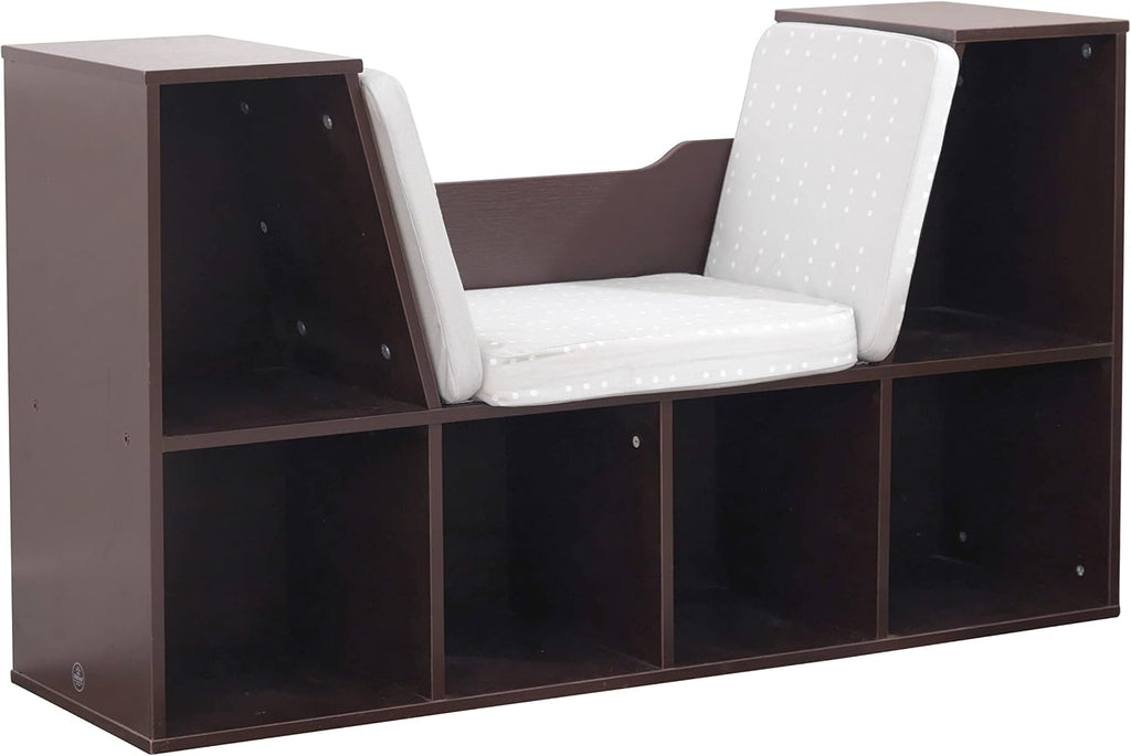 Wooden Kids Bookcase Reading Nook Storage Bench