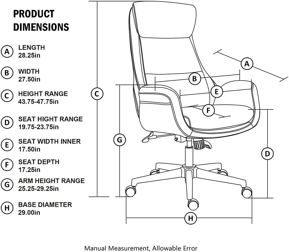 High‑Back PU Leather Ergonomic Office Chair