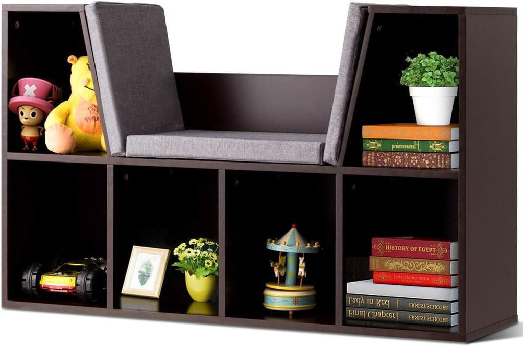 Kids Bookshelf Toy Storage Reading Nook Bench