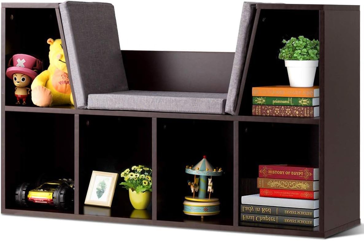 Kids Bookshelf Toy Storage Reading Nook Bench