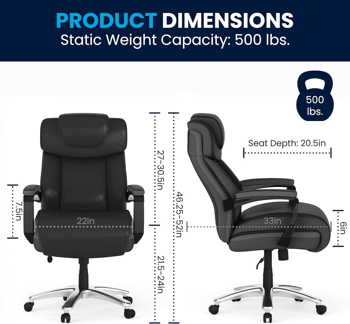 High‑Back Ergonomic Executive Swivel Office Chair