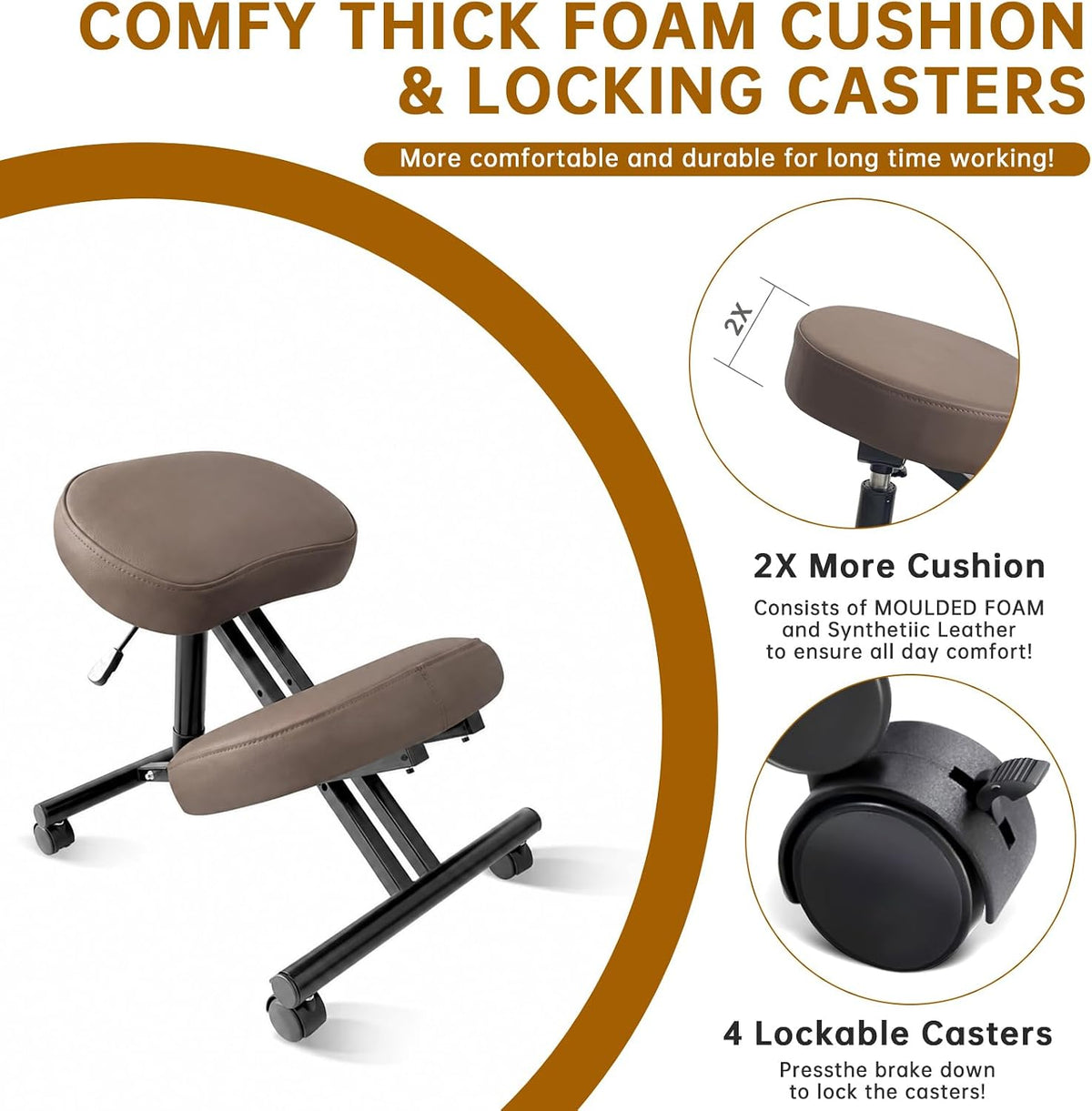 PU Leather Ergonomic Kneeling Office Stool Chair