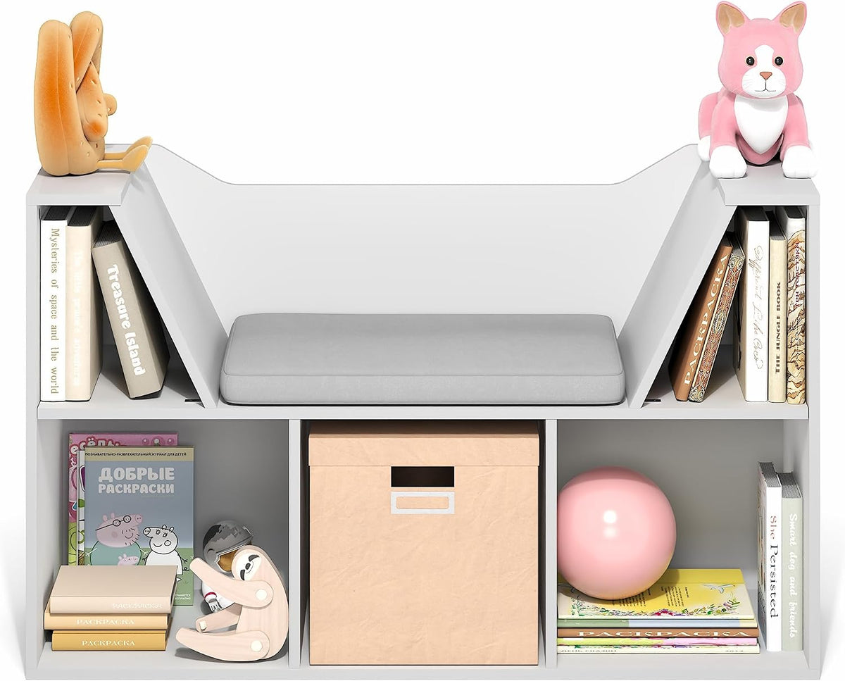 Kids Cube Bookshelf Bench Reading Nook Storage