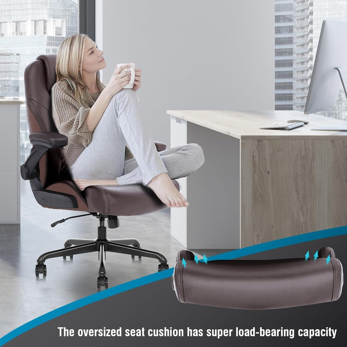 Big Tall High‑Back Leather Executive Office Chair