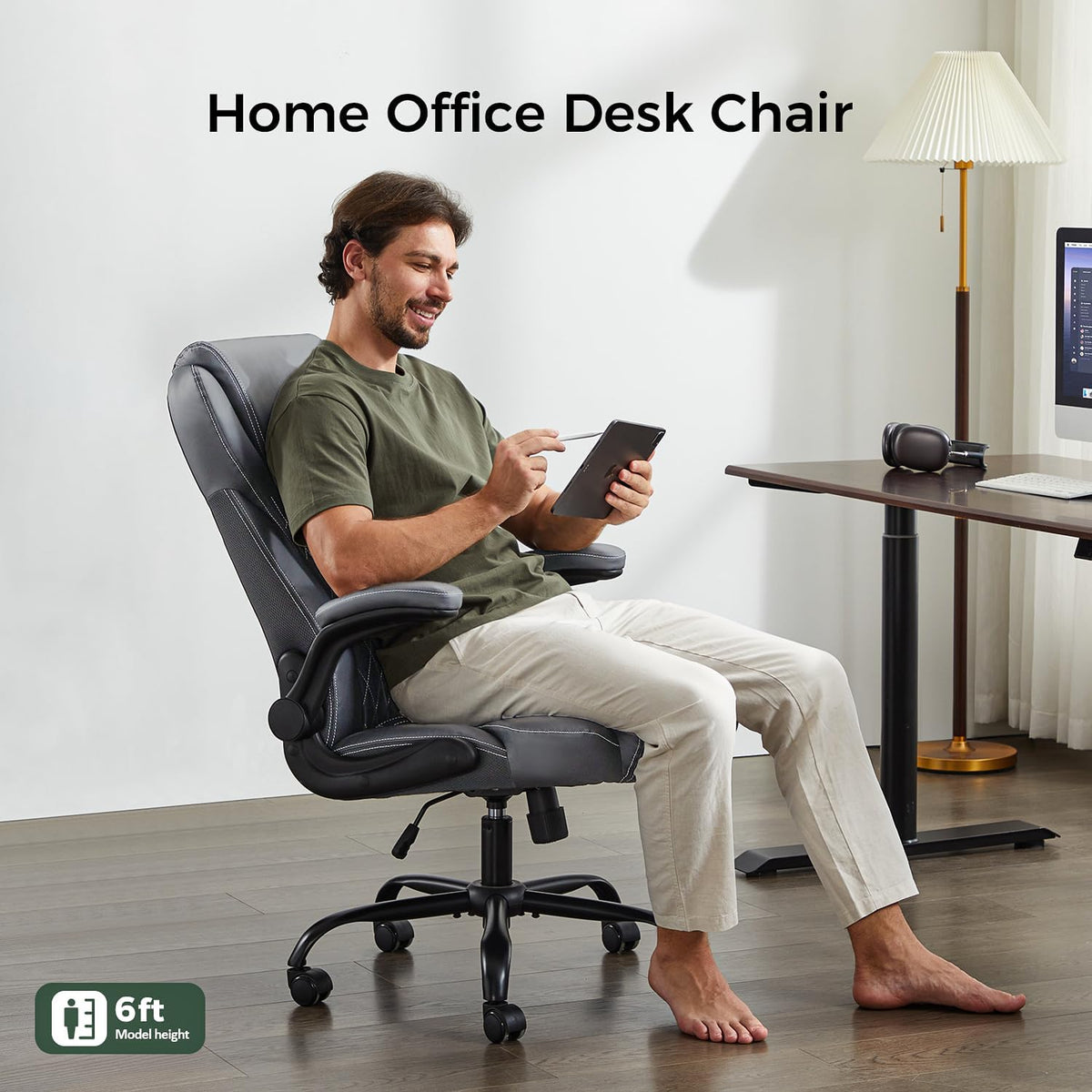 Big Tall Executive Office Chair With Flip‑Up Arms