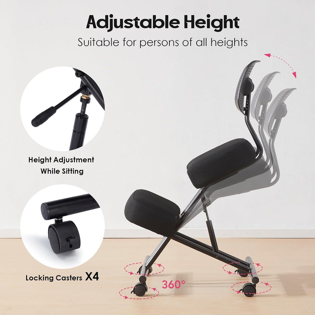 Ergonomic Adjustable Kneeling Chair With Backrest