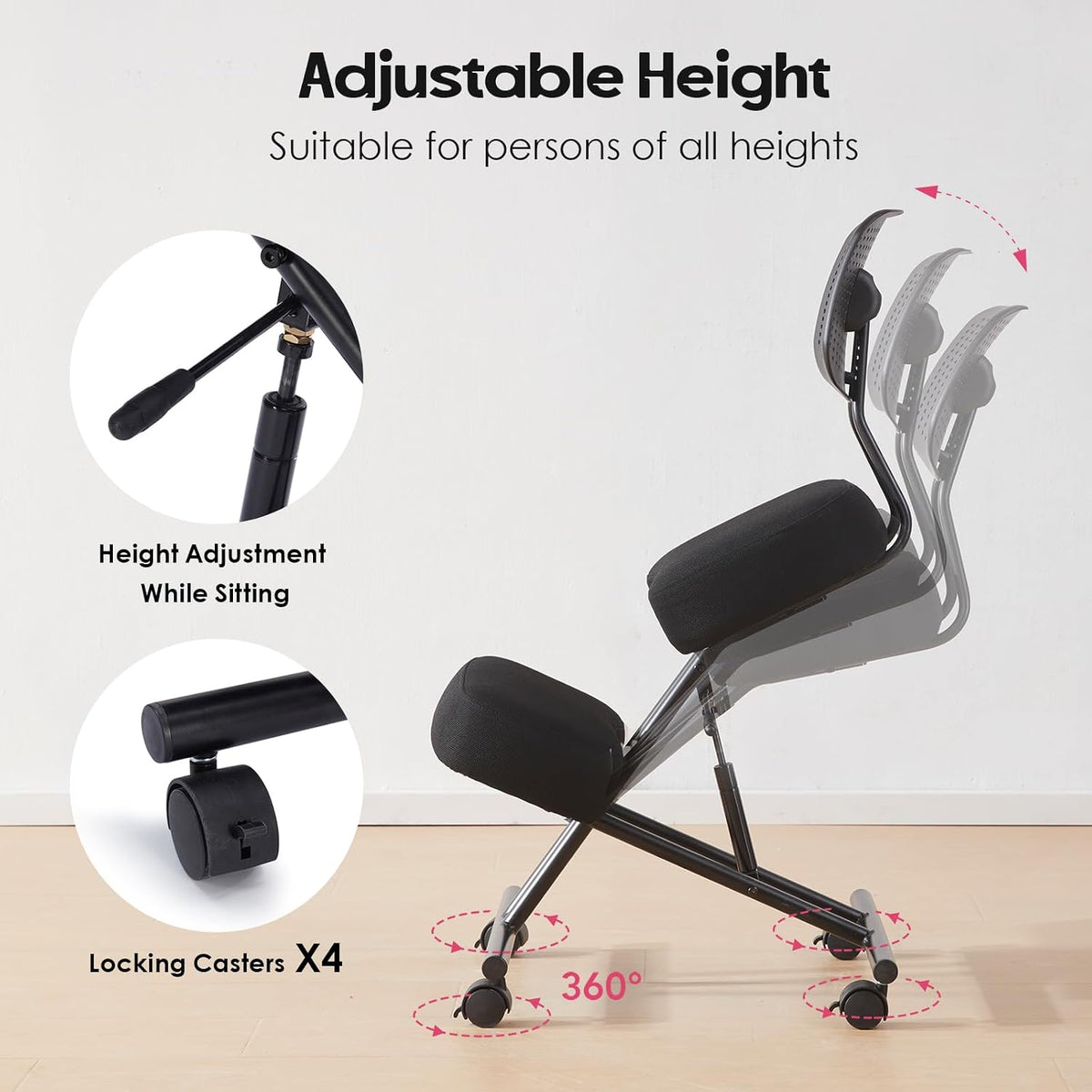 Ergonomic Adjustable Kneeling Chair With Backrest