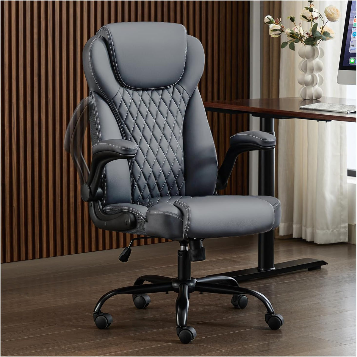 Big Tall Executive Office Chair With Flip‑Up Arms
