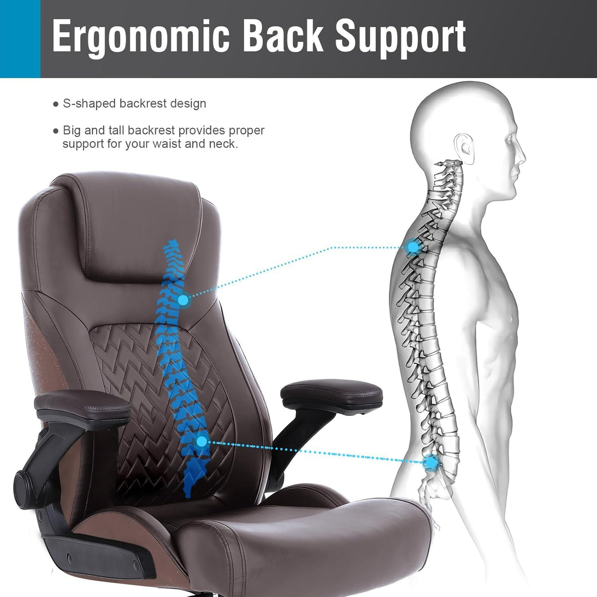 Big Tall High‑Back Leather Executive Office Chair