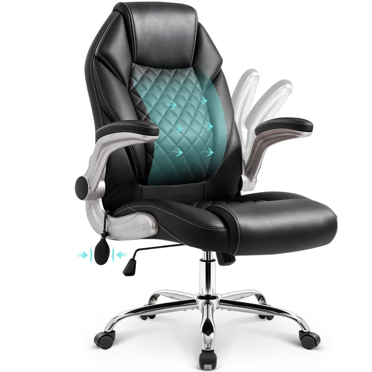 Ergonomic Leather Executive Office Chair Lumbar Support