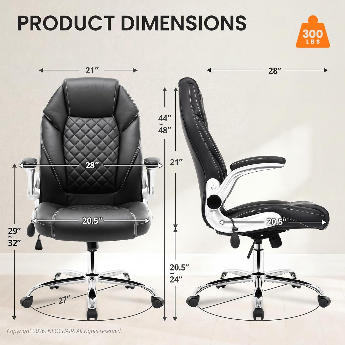 Ergonomic Leather Executive Office Chair Lumbar Support
