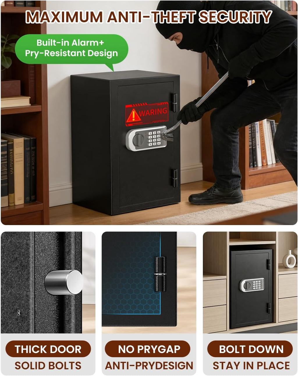Upgraded Fireproof Large Safe for Home Storage