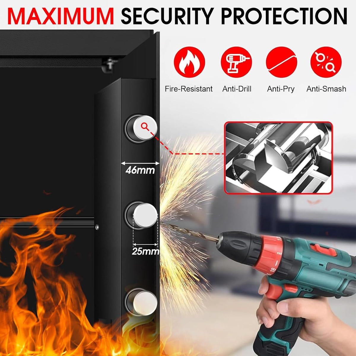 Fireproof Waterproof Digital Home Safe Box