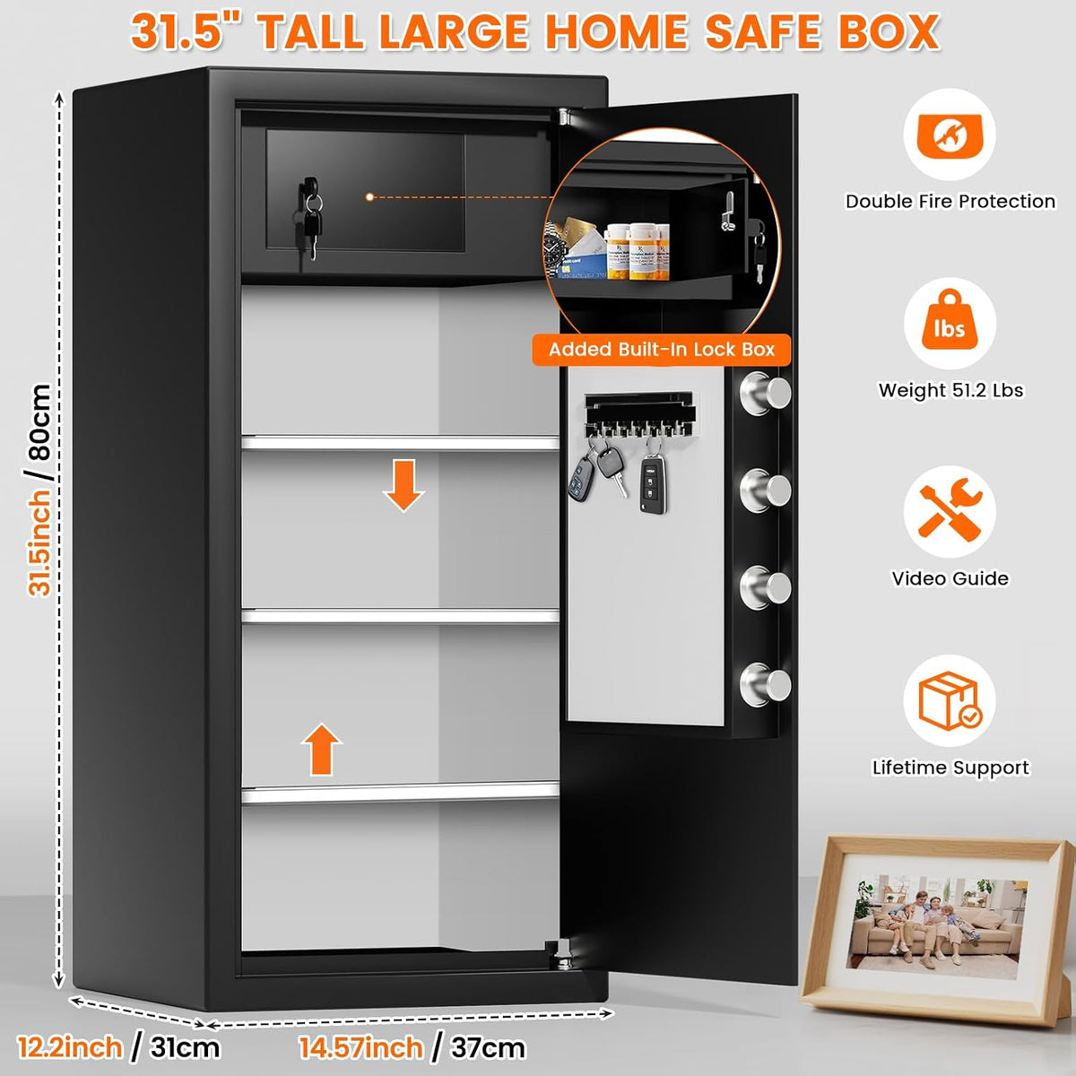 Large Steel Safe Box for Home Office Use