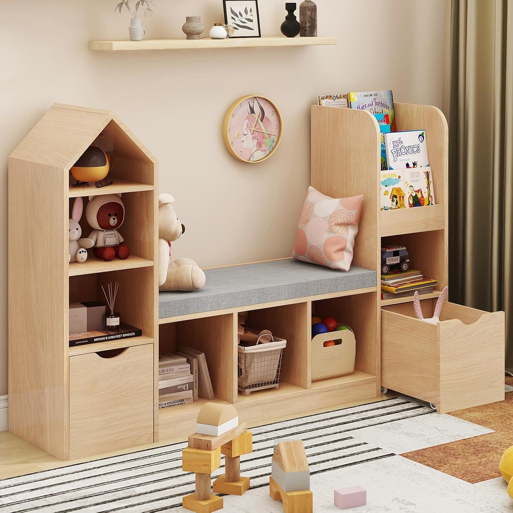 Kids Bookshelf Toy Storage Reading Nook Organizer
