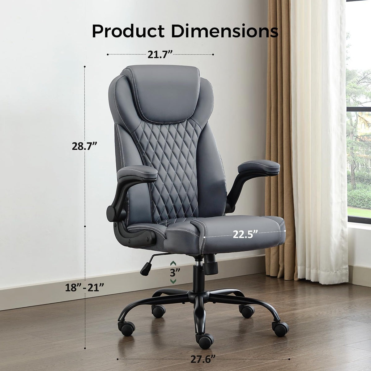Big Tall Executive Office Chair With Flip‑Up Arms