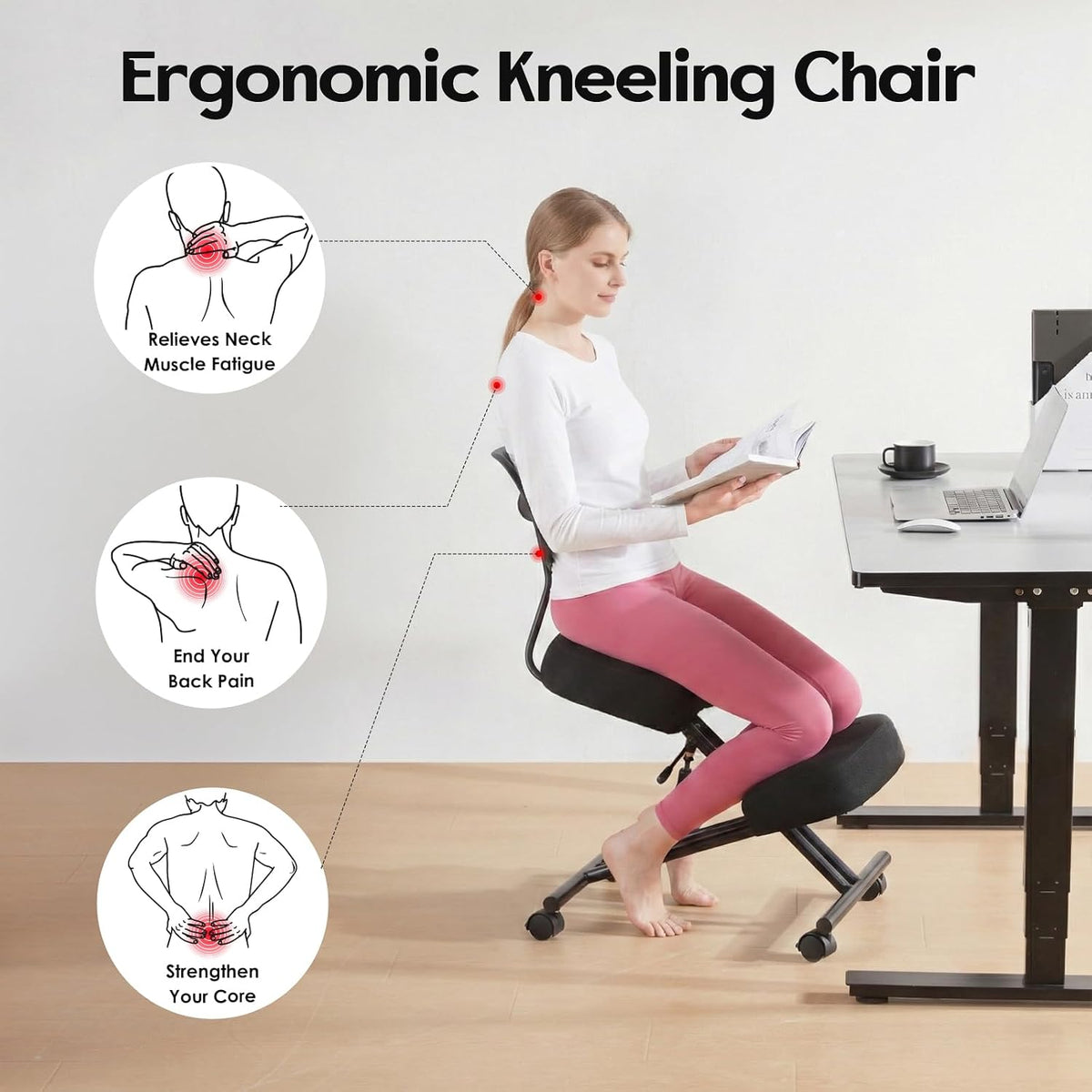 Ergonomic Adjustable Kneeling Chair With Backrest