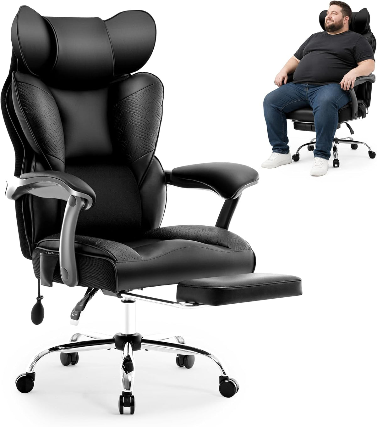 Big Tall Reclining Leather Executive Office Chair