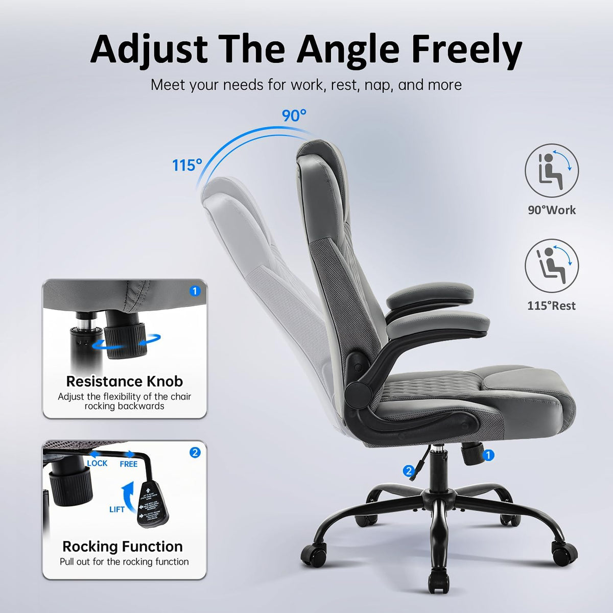 Big Tall Executive Office Chair With Flip‑Up Arms