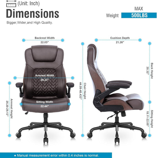 Big Tall High‑Back Leather Executive Office Chair