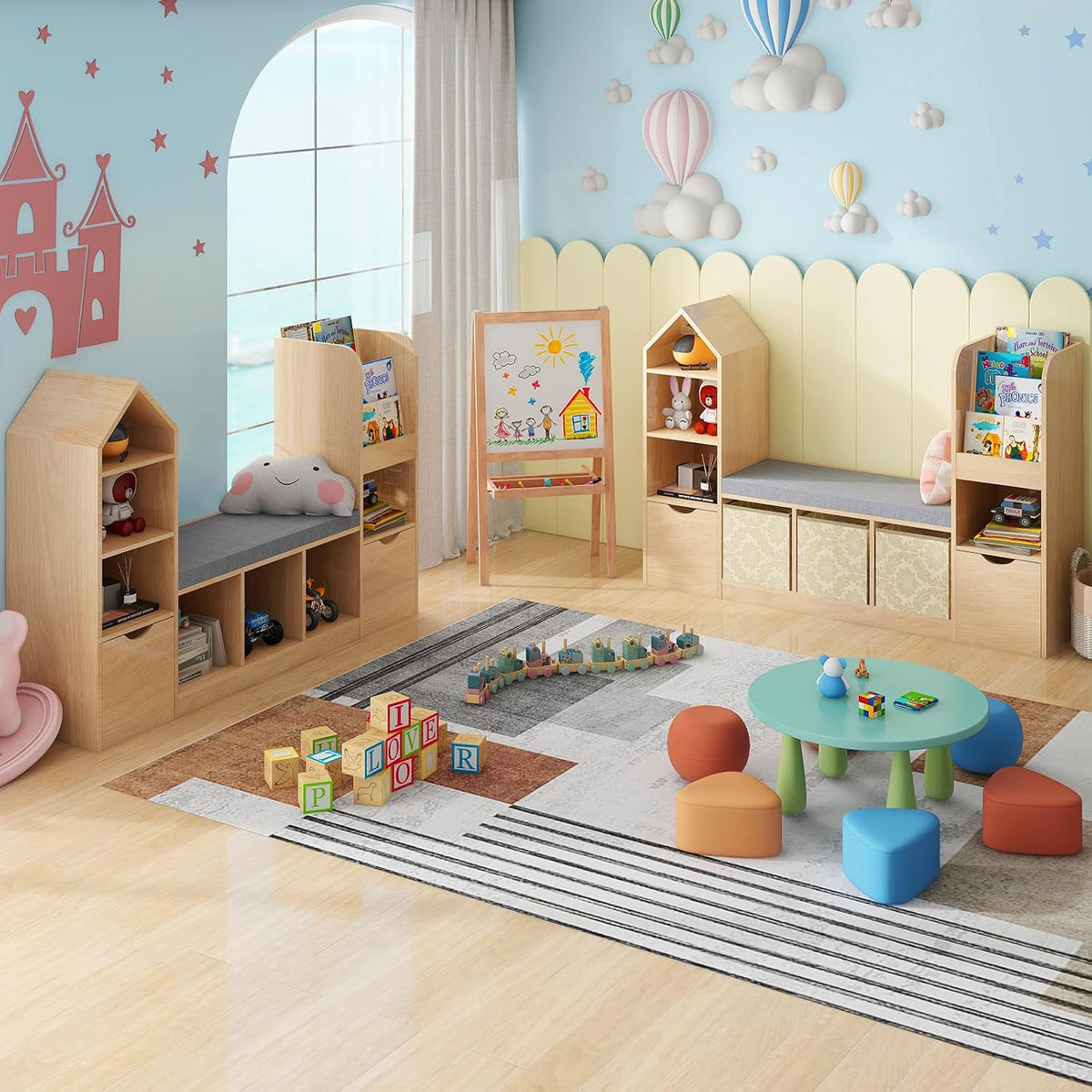 Kids Bookshelf Toy Storage Reading Nook Organizer