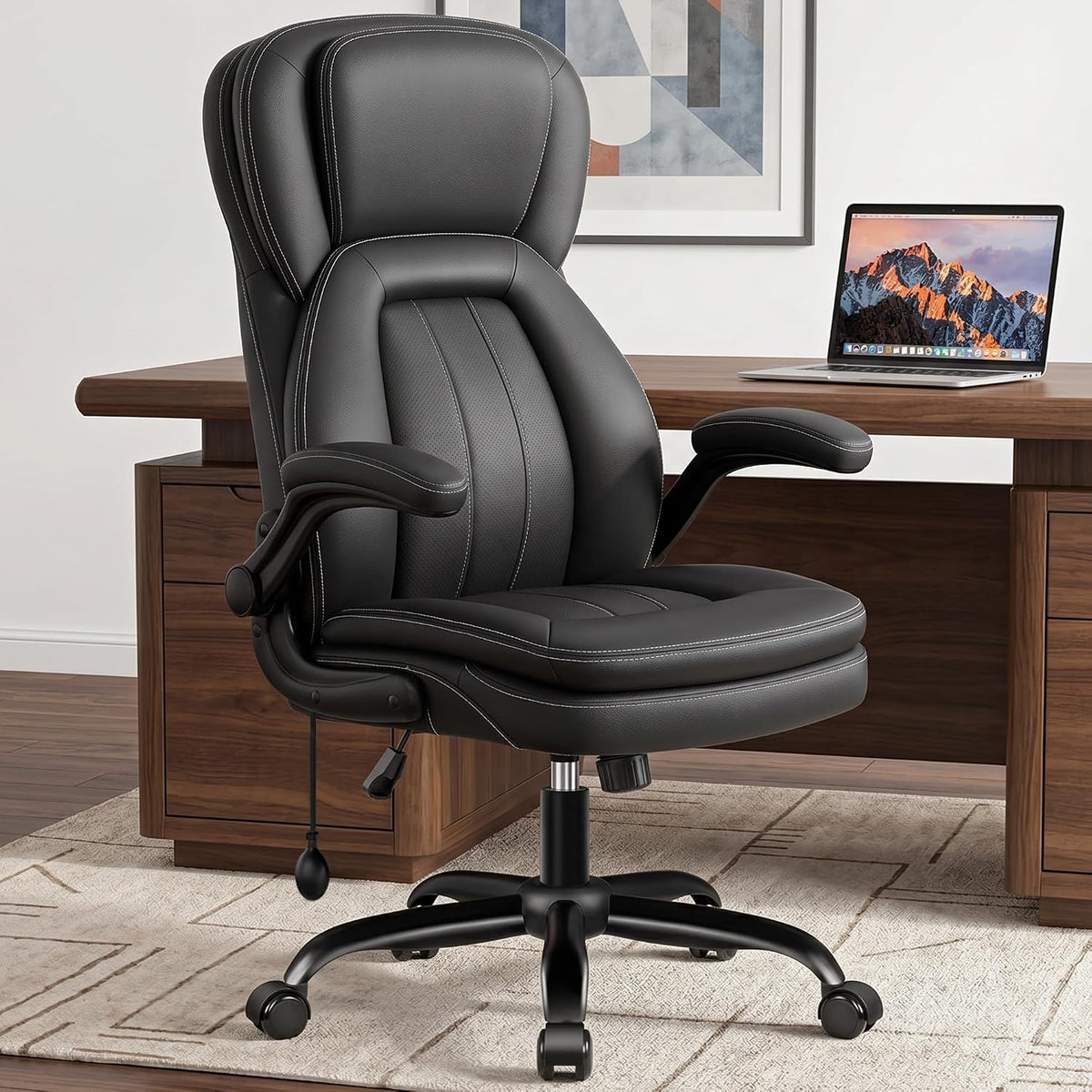 High‑Back Leather Ergonomic Executive Office Chair