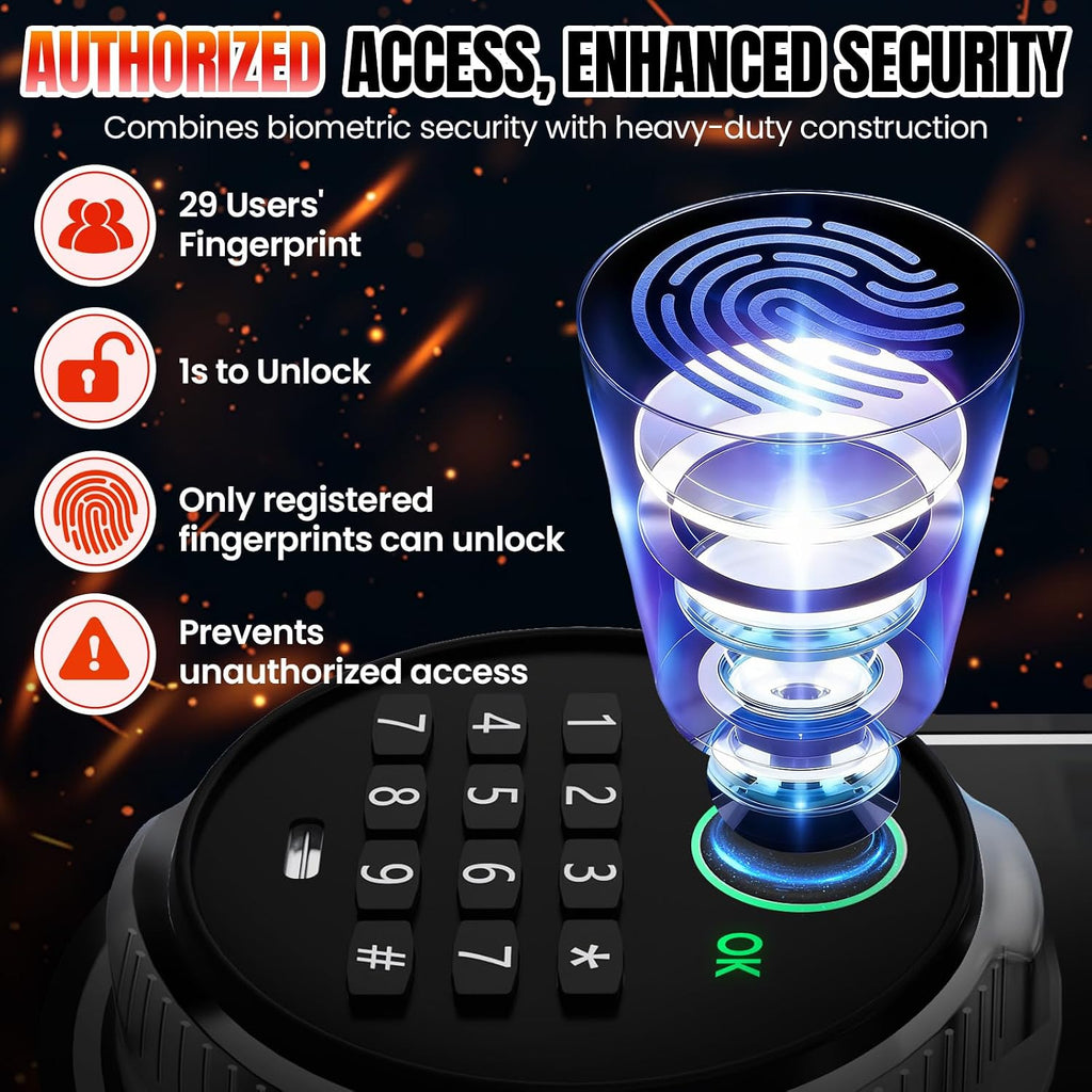 Fireproof Biometric Home Security Safe Box