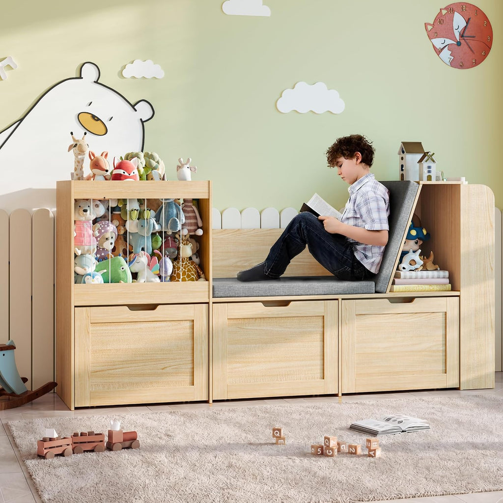Wooden Kids Bookshelf Toy Storage Reading Nook