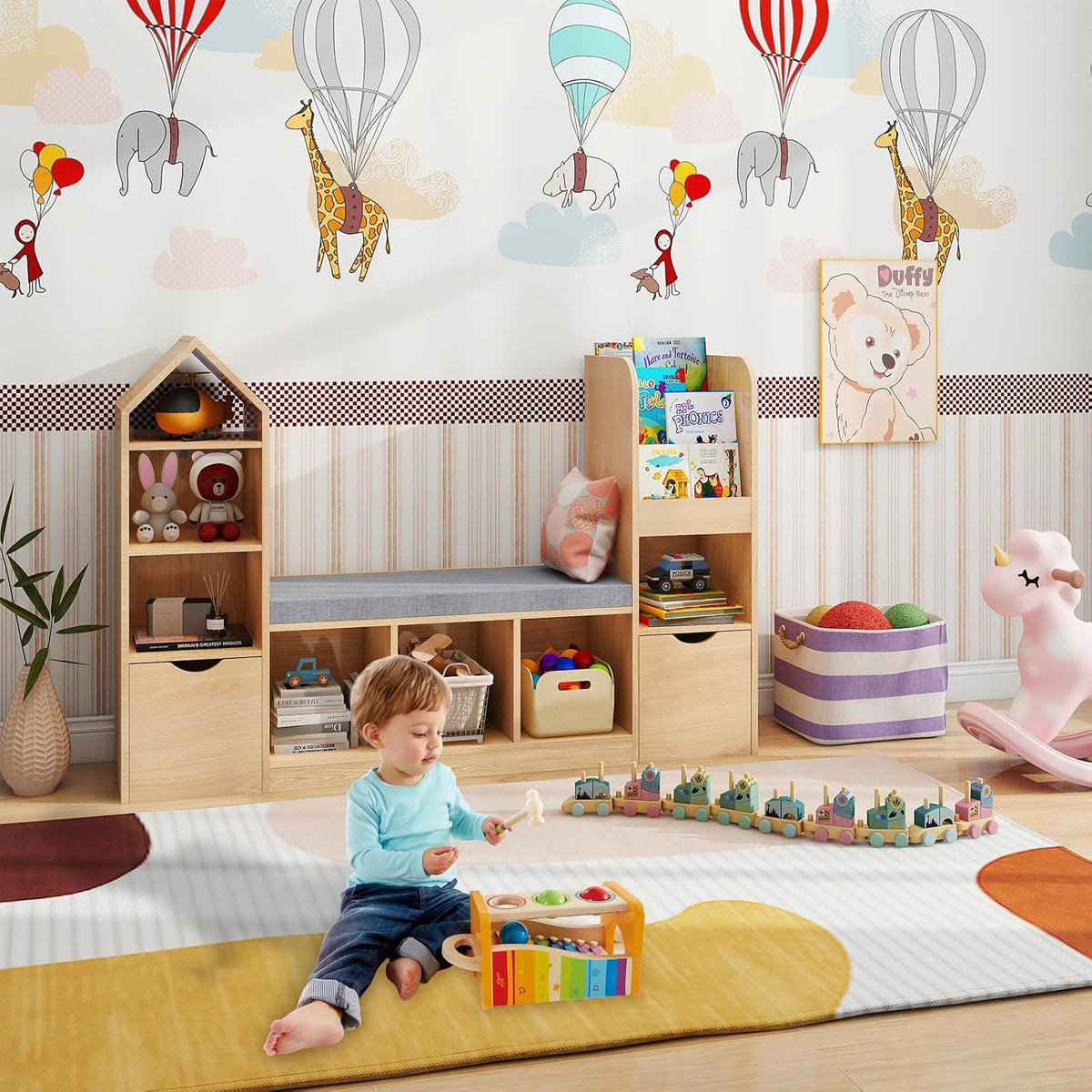 Kids Bookshelf Toy Storage Reading Nook Organizer