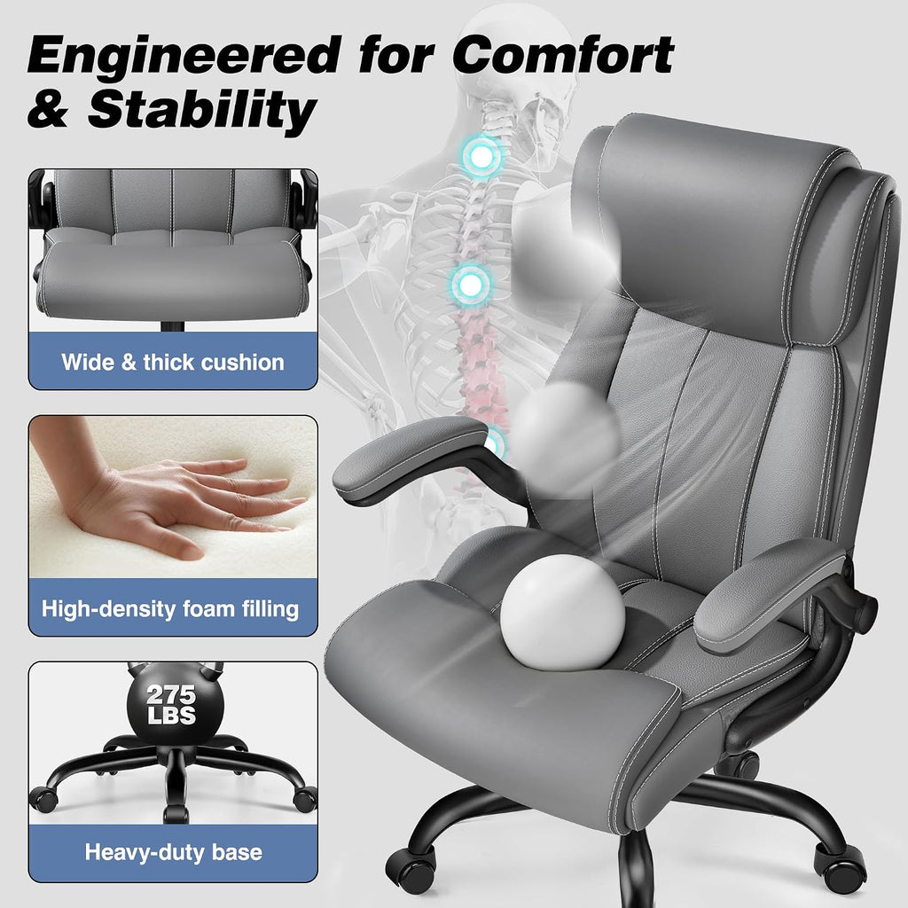 High‑Back PU Leather Ergonomic Office Chair