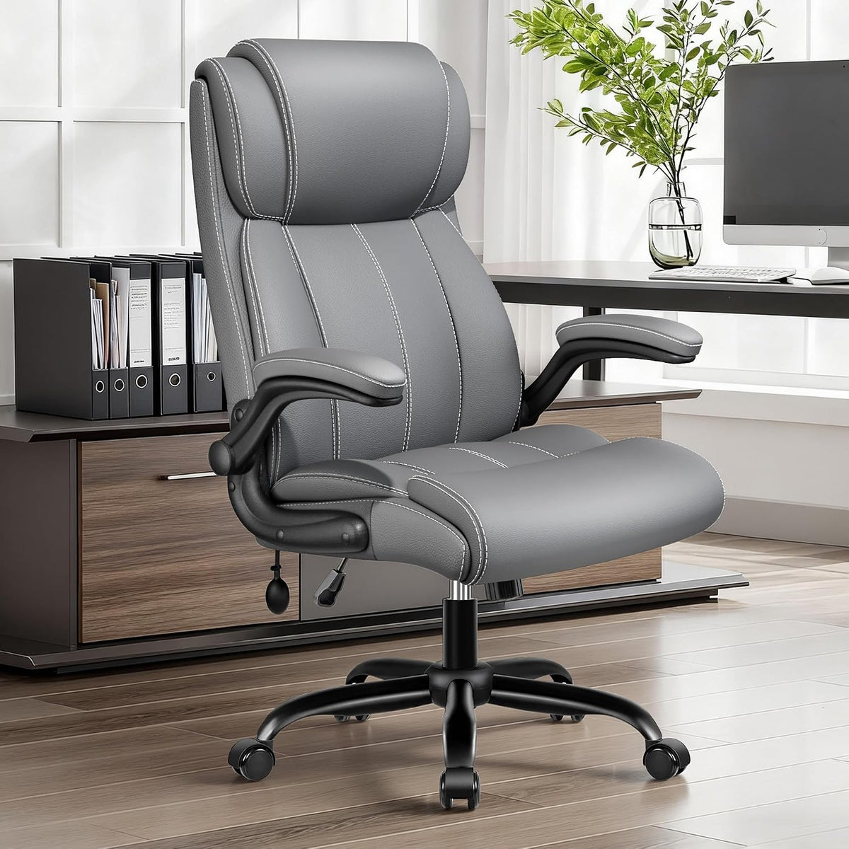 High‑Back PU Leather Ergonomic Office Chair