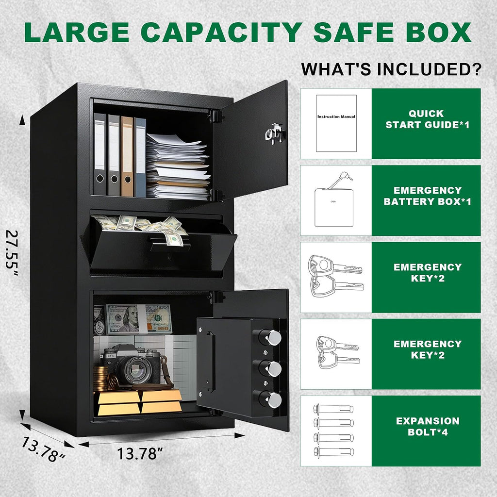 Large Digital Deposit Home Safe Box