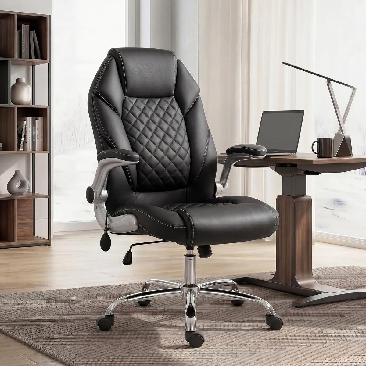 Ergonomic Leather Executive Office Chair Lumbar Support