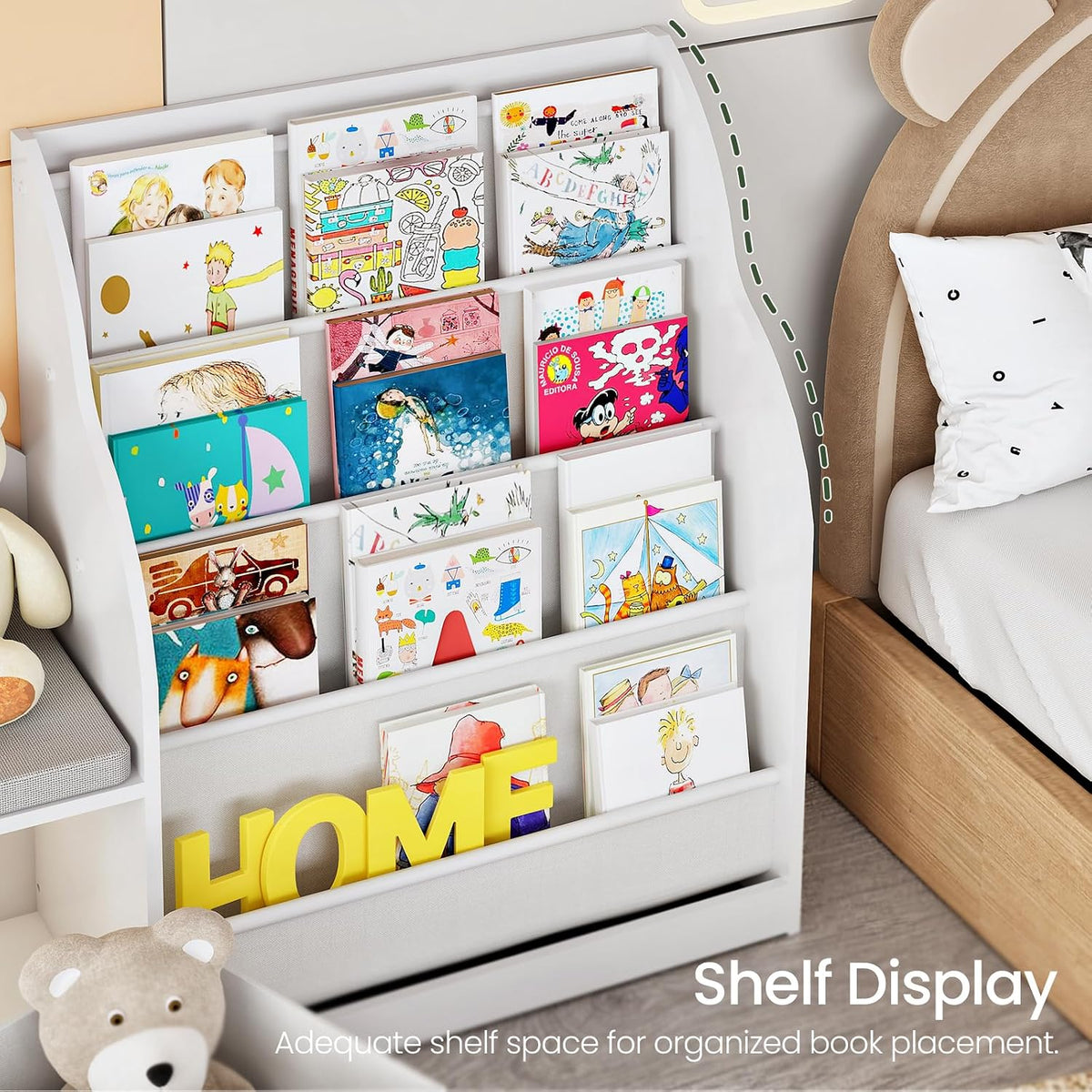 Kids Bookshelf Toy Storage Reading Nook Bench Organizer