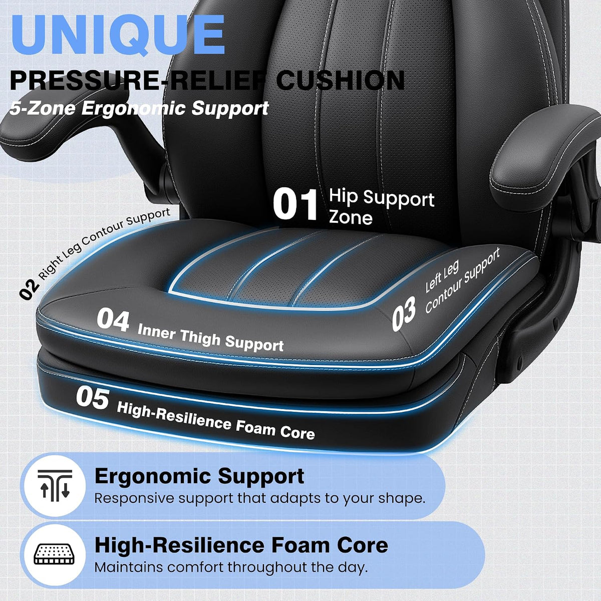High‑Back Leather Ergonomic Executive Office Chair