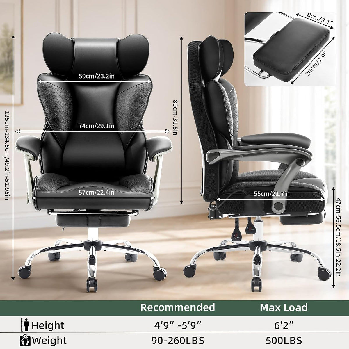 Big Tall Reclining Leather Executive Office Chair