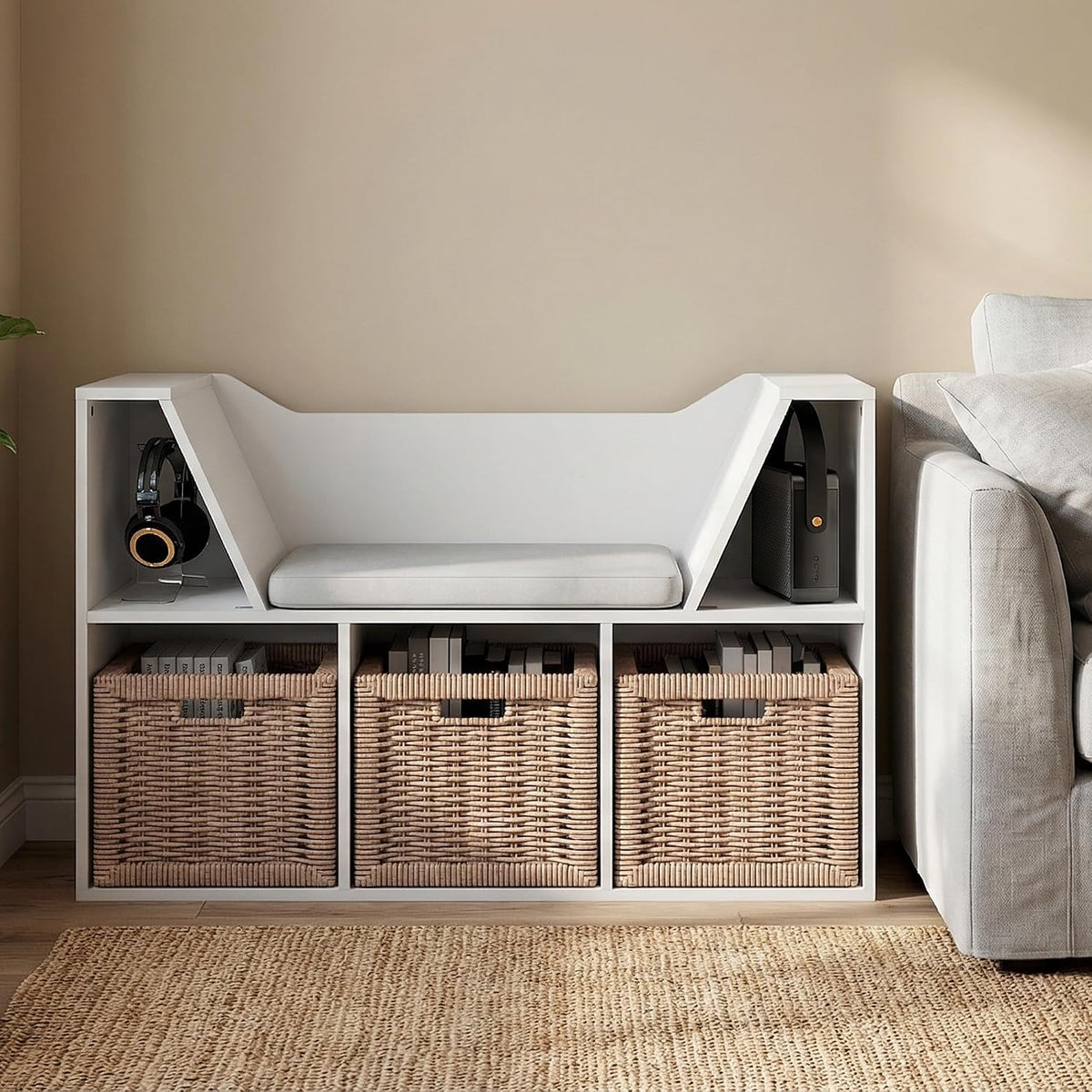 Kids Cube Bookshelf Bench Reading Nook Storage