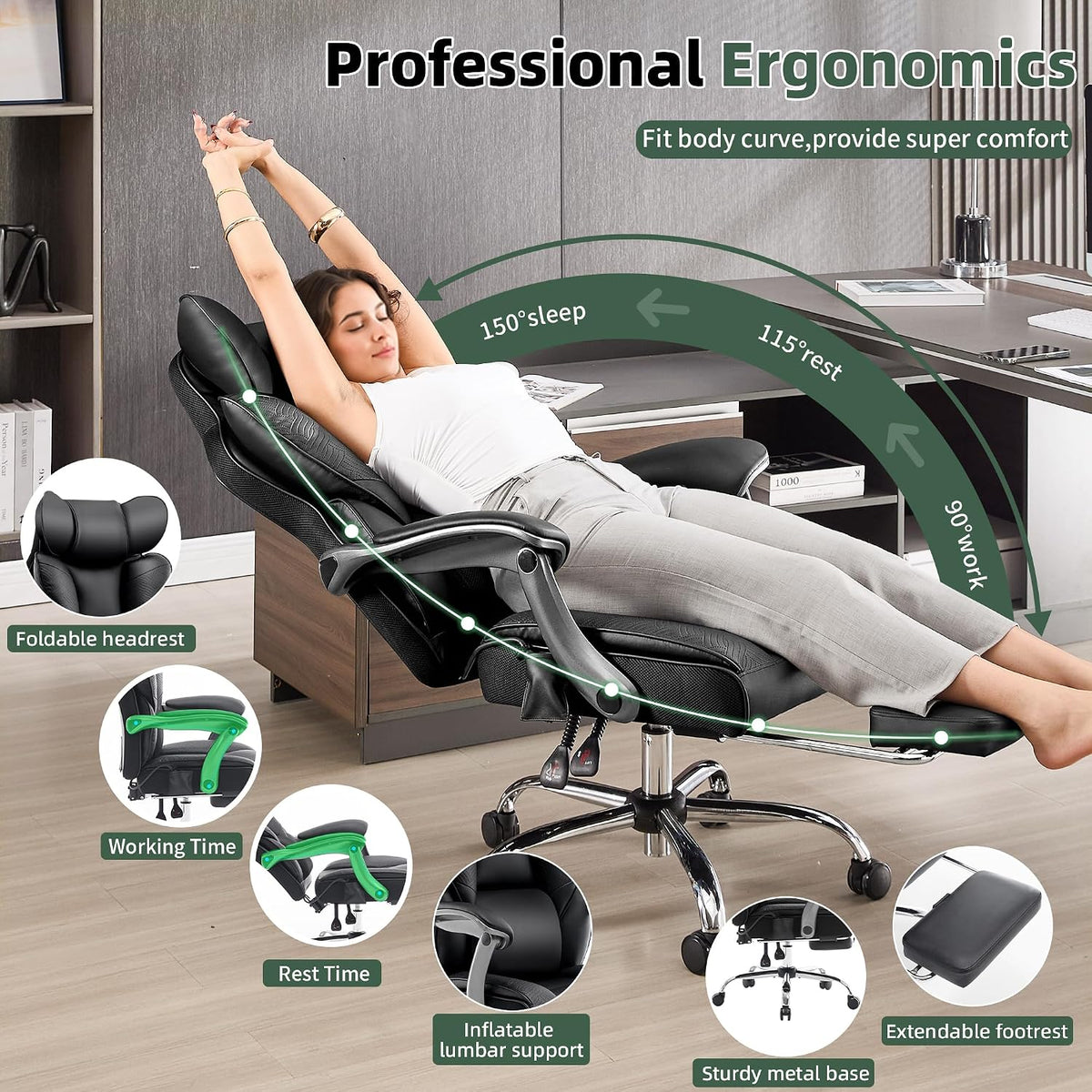 Big Tall Reclining Leather Executive Office Chair